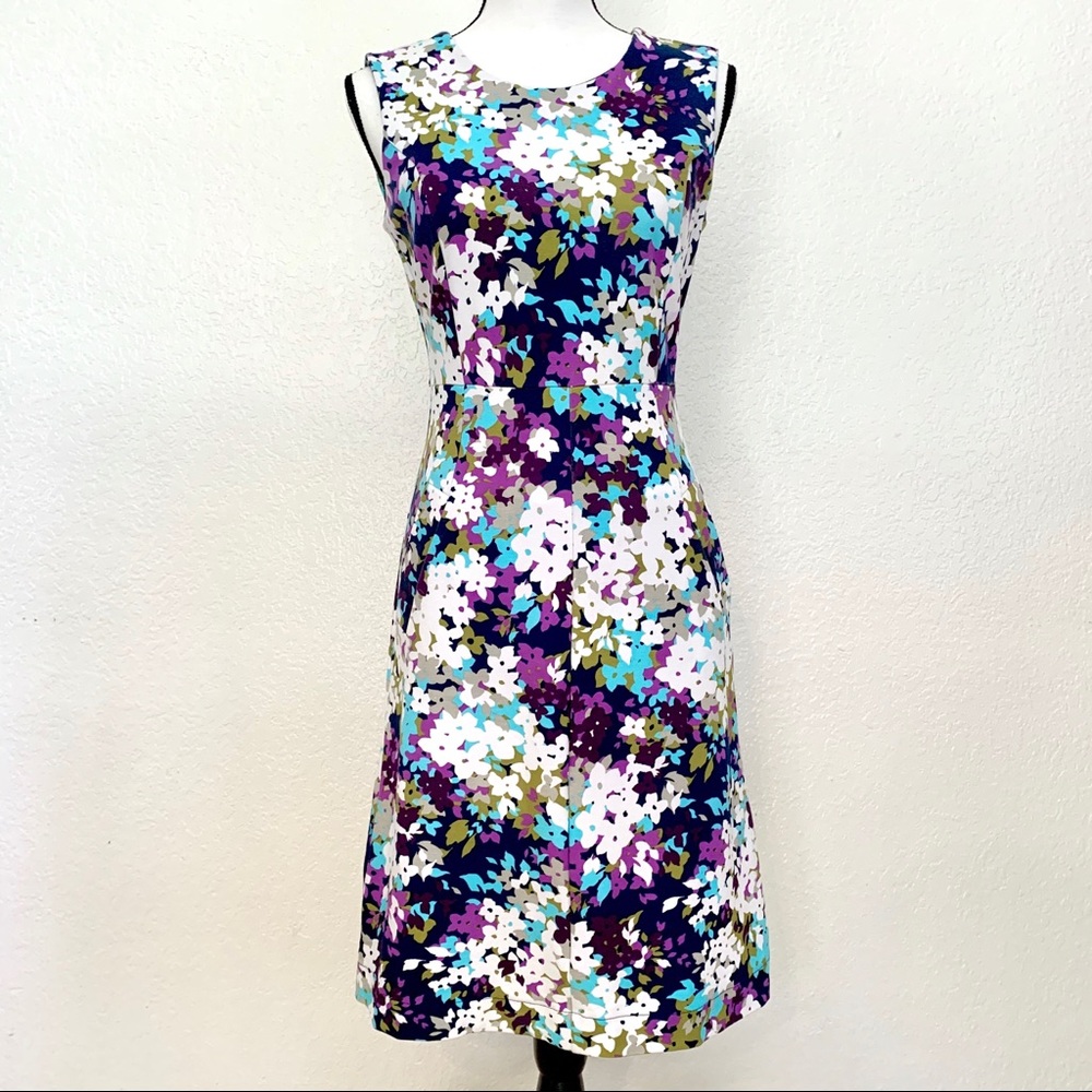 Land’s End Multi Color Floral Midi Sheath Dress